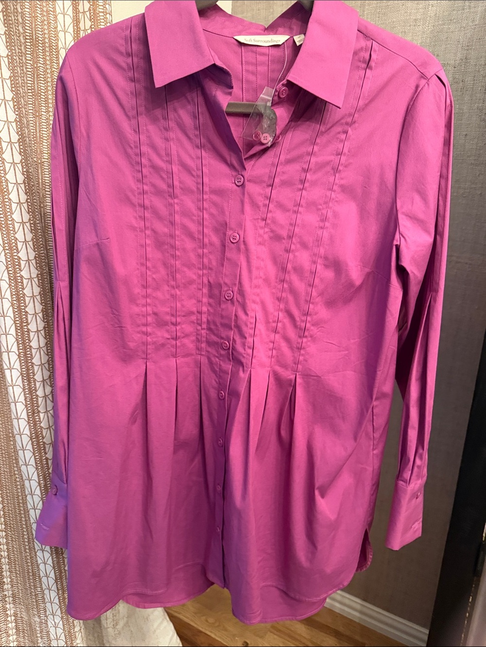 Soft Surroundings Magenta Button-Front Tunic Blouse